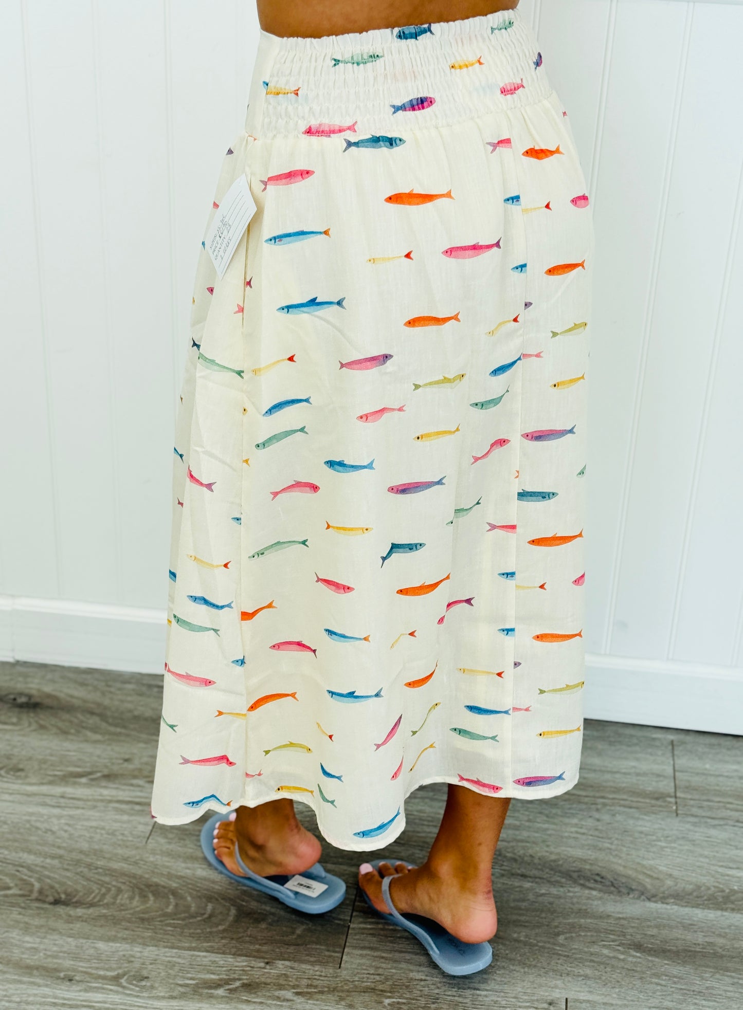 Fish Print Midi Skirt (Reg & Plus) - 2 Colors