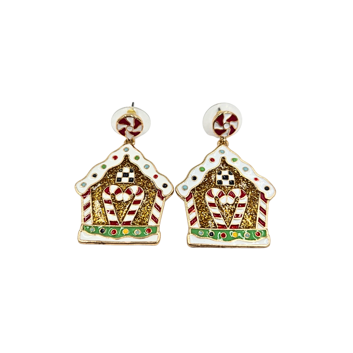 Sparkling Gingerbread House Earrings