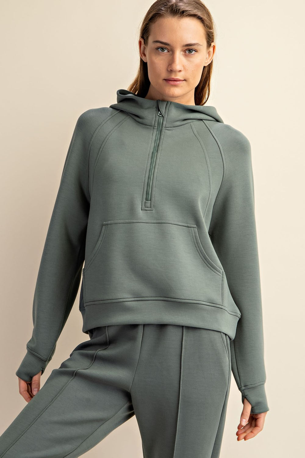 Half Zip Scuba Hoodie (Reg. and Plus) - 5 Colors