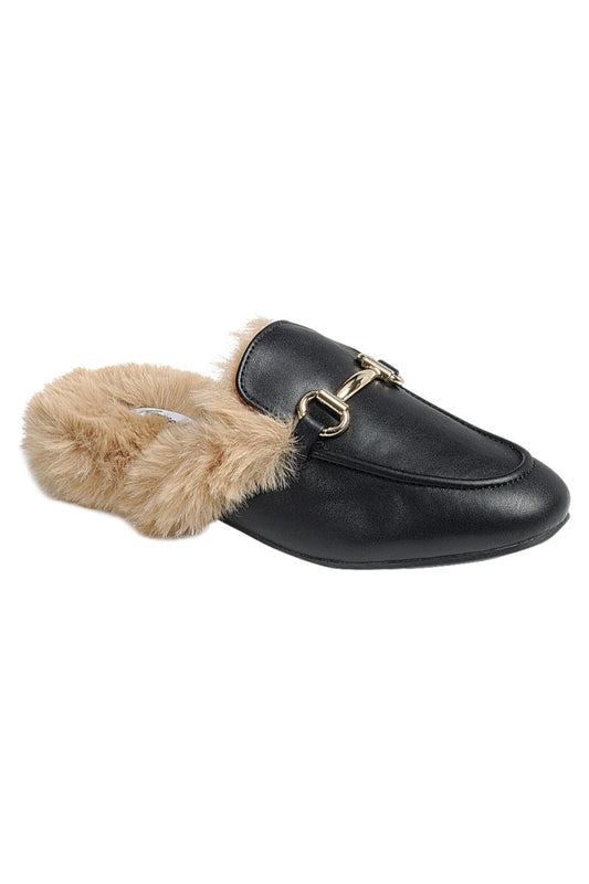 Black Down Fur Some Fun Loafers