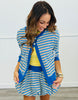 Royal Blue Multi Stripe Open Front Cardigan (Reg.)