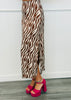 Brown Zebra Print Satin Jacquard Maxi Skirt (Reg & Plus)