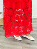 Tomato Red Lace Scalloped Midi Skirt (Reg.)
