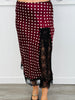Polka Dot Satin Lace Trim Midi Skirt (Reg.)- 2 Colors