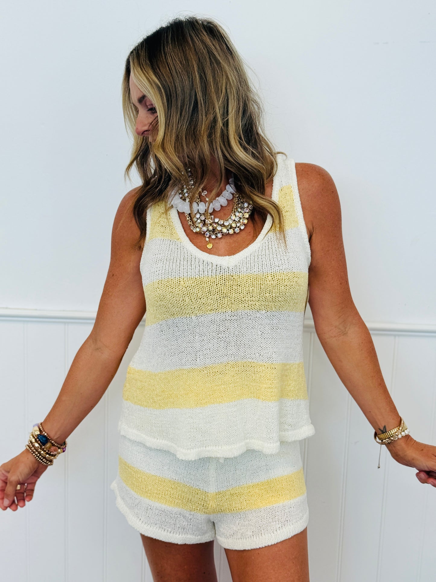 Yellow Striped Tank & Shorts Set (Reg.)