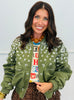 Olive Beaded Sequin Zip Up Jacket (Reg.)