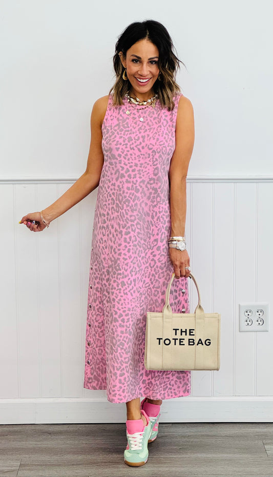 Leopard Side Studded Midi Dress (Reg.)