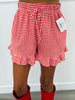 Red Gingham Ruffled Shorts  (Reg & Plus)