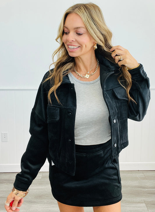 Black Brushed Corduroy Jacket (Reg.)