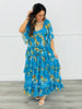 Jade Blue Floral Chiffon Maxi Dress (Reg & Plus)