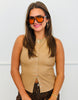Faux Leather Snap It Sleeveless Top (Reg.) - 3 Colors