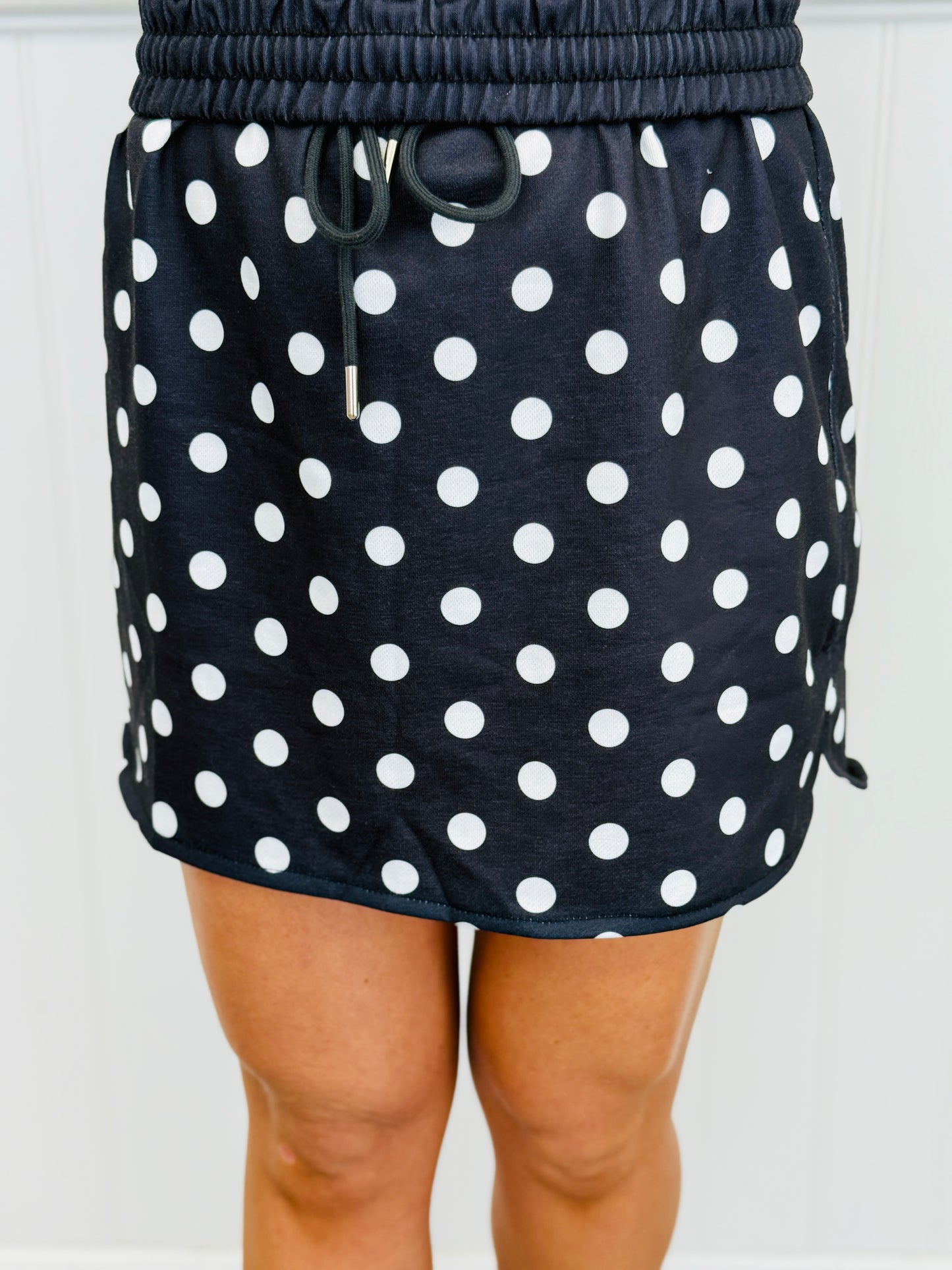 Polka Dot Collared Top & Mini Skirt Set (Reg.)-2 Colors