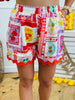 Orange Multi Fruits Ric Rac Trim Shorts (Reg)