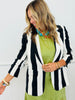 Black White Vertical Stripe Relaxed Blazer (Reg. & Plus)