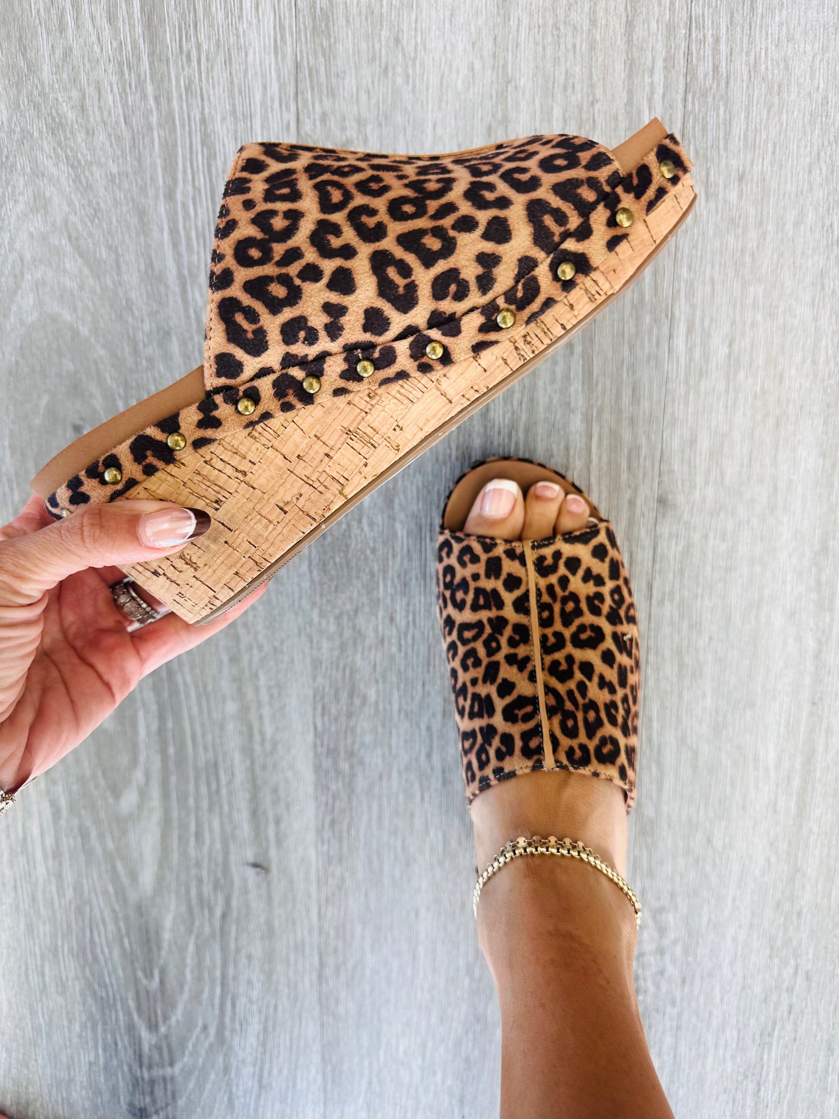 Corkys Hissy Fit Leopard Wedge Sandals Walker Rose Boutique