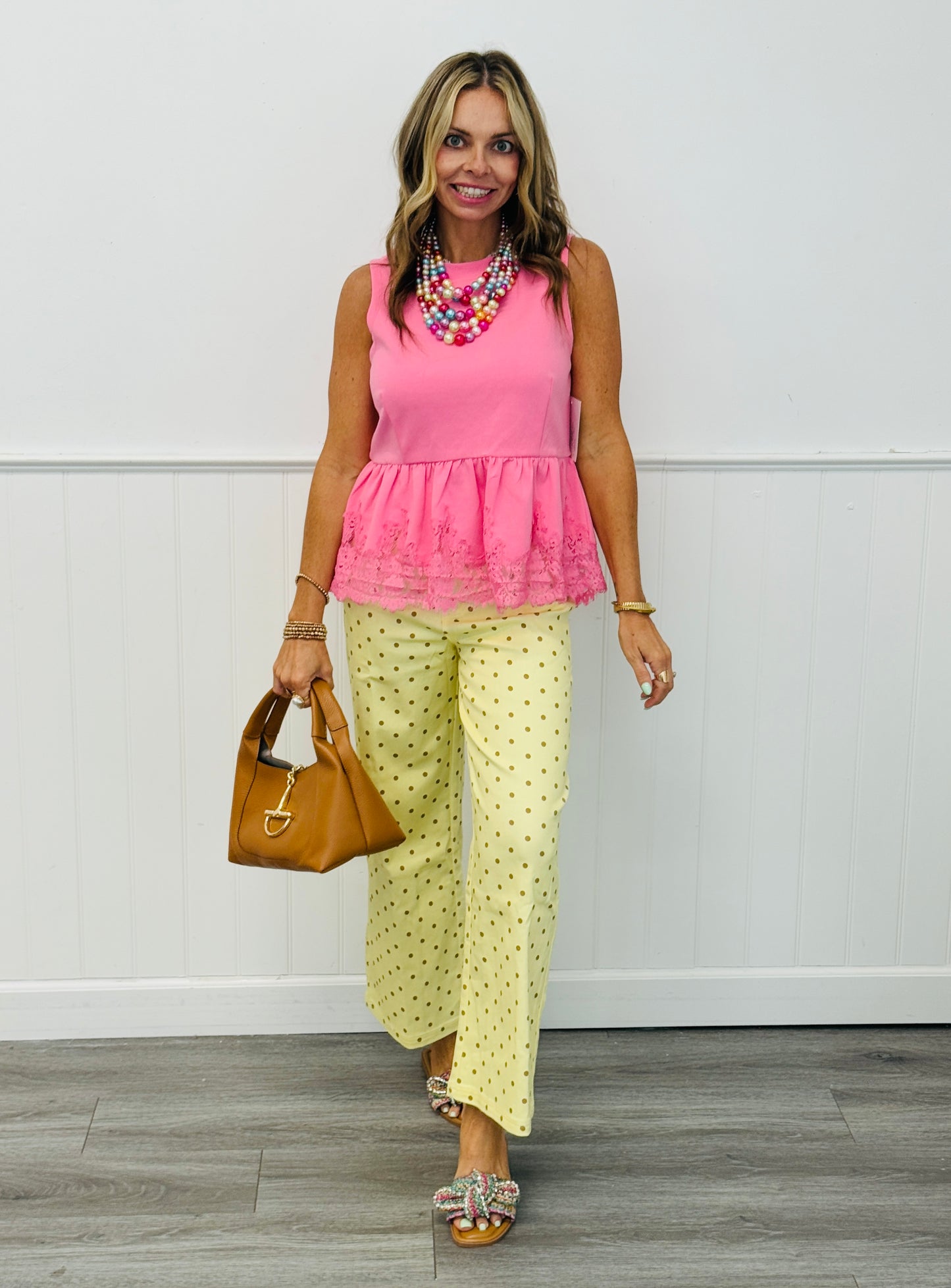 Polka Dot Zip Fly Pants (Reg.) -3 Colors