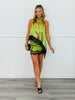 Green Satin Halter & Mini Skirt Set (Reg.)