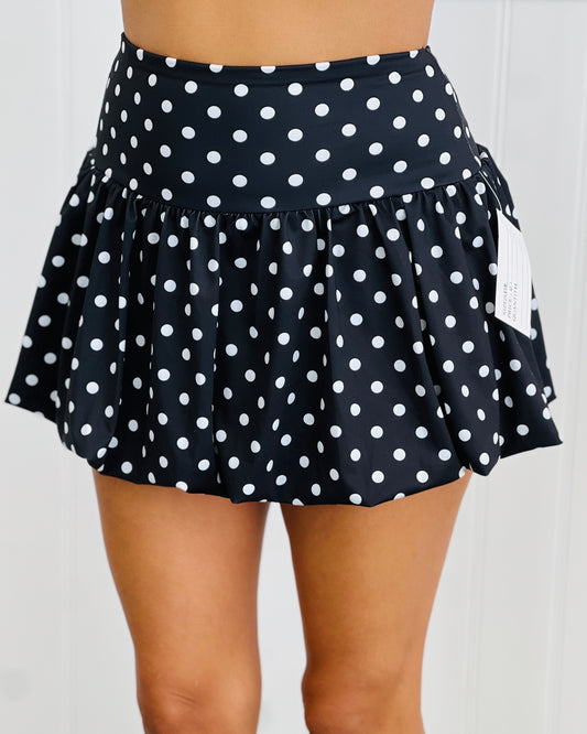 Black Polka Dot Print Bubble Hem Mini Skirt (Reg.)