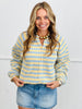 Blue/Butter Striped Button Up Sweater Cardigan (Reg.)