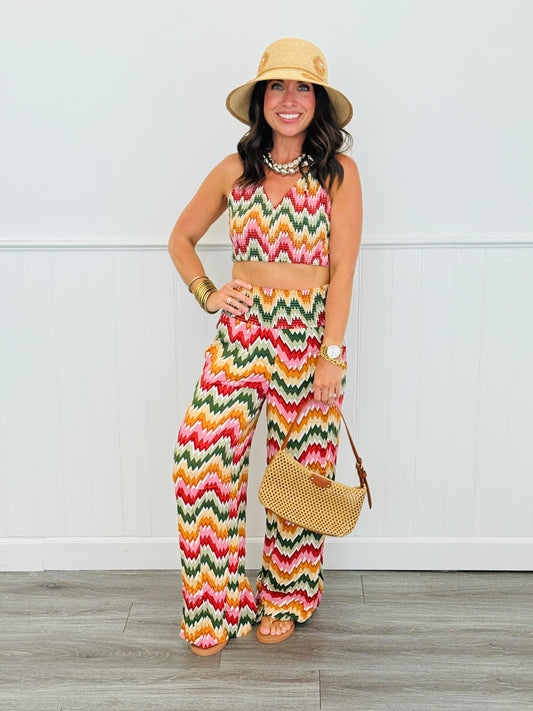 Pink/Rust Halter Top & Pants Set (Reg.)