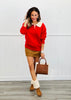 Red Contrast Collar Sweater Top (Reg. and Plus)