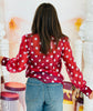 Burgundy Polka Dot Bliss Organza Blouse (Reg)