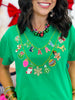 Queen Of Sparkles Green Christmas Necklace Tee (Reg. and Plus)