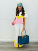 French Terry Color Block Bubble Sleeve Top (Reg.)
