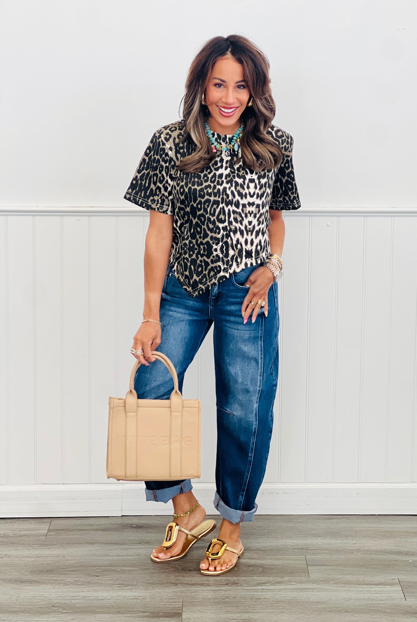 Brown Leopard Asymmetric Hem Top (Reg & Plus)