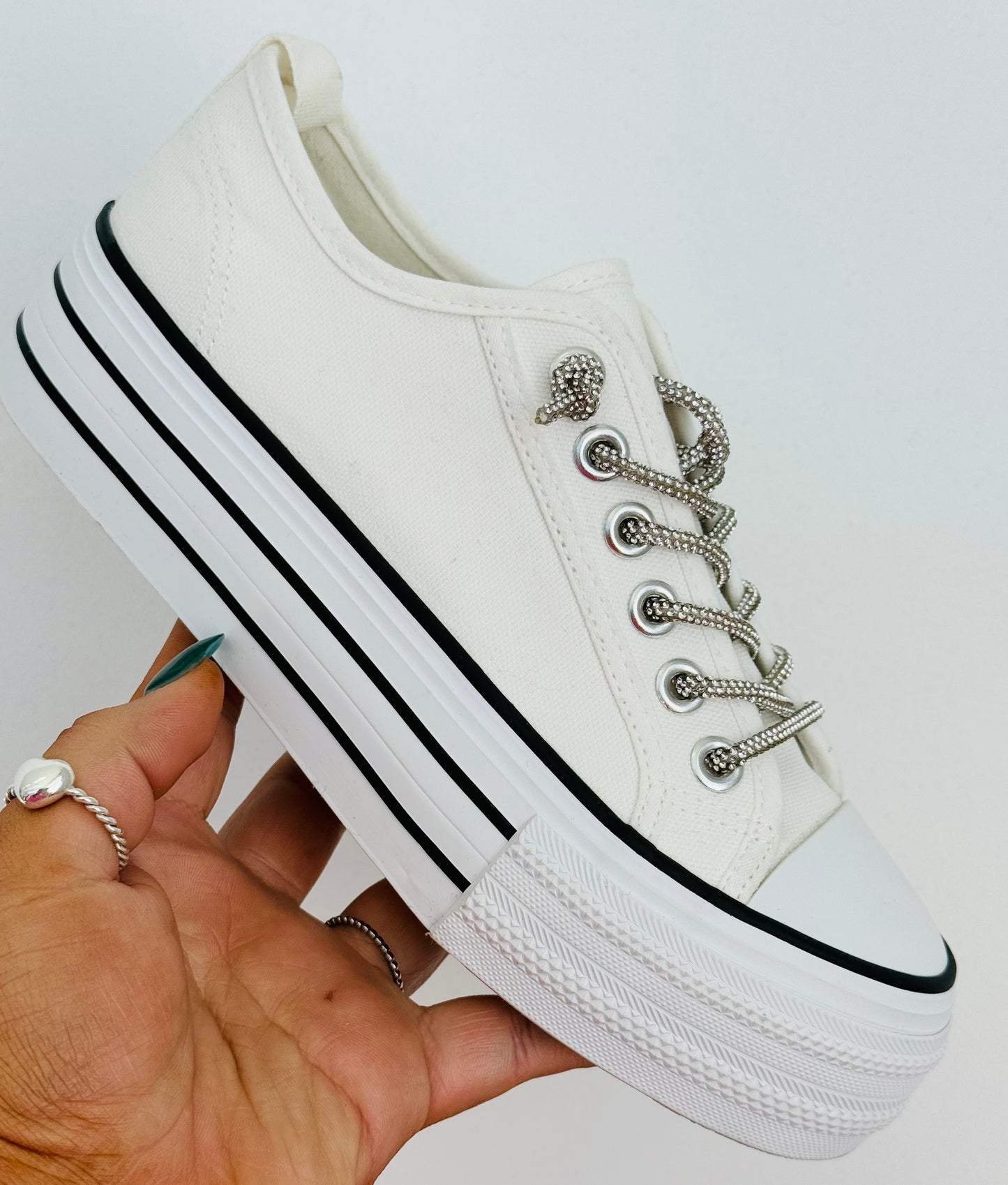 White Gotta Get Going Platform Sneakers