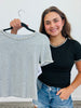 Pearl Trim Tee Top (Reg & Plus)-2 Colors