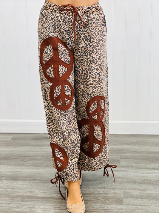 Taupe Peaceful Leopard Print Pants (Reg & Plus)