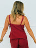 Burgundy Button Up Tie Top (Reg.)