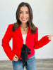 Red Contrast Tie Front Jacket (Reg)