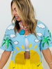 Queen Of Sparkles Aqua Sun, Cloud & Tree Tie Top (Reg. and Plus)
