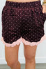 Burgundy/Pink Polka Dot Lace Trim Shorts (Reg & Plus)