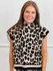 Black Leopard Print Contrast Stripe Top (Reg. and Plus)