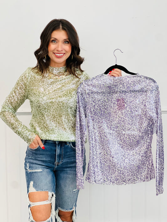 Sequin Splendor Mesh Top (Reg & Plus)-2 Colors