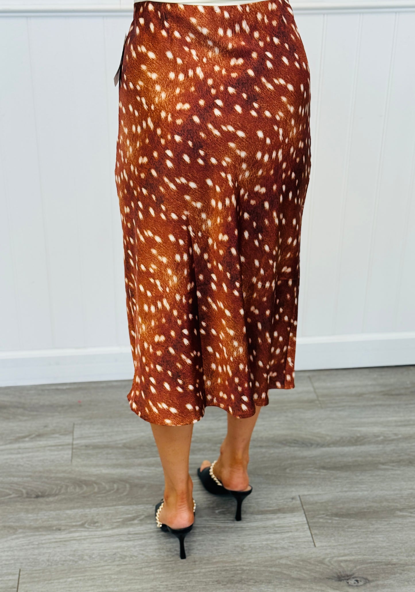 Brown/Rust Bambi Satin Midi Skirt (Reg.)