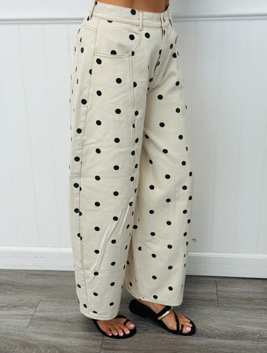 Cream/Black Polka Dot Wide Leg Pants (Reg.)