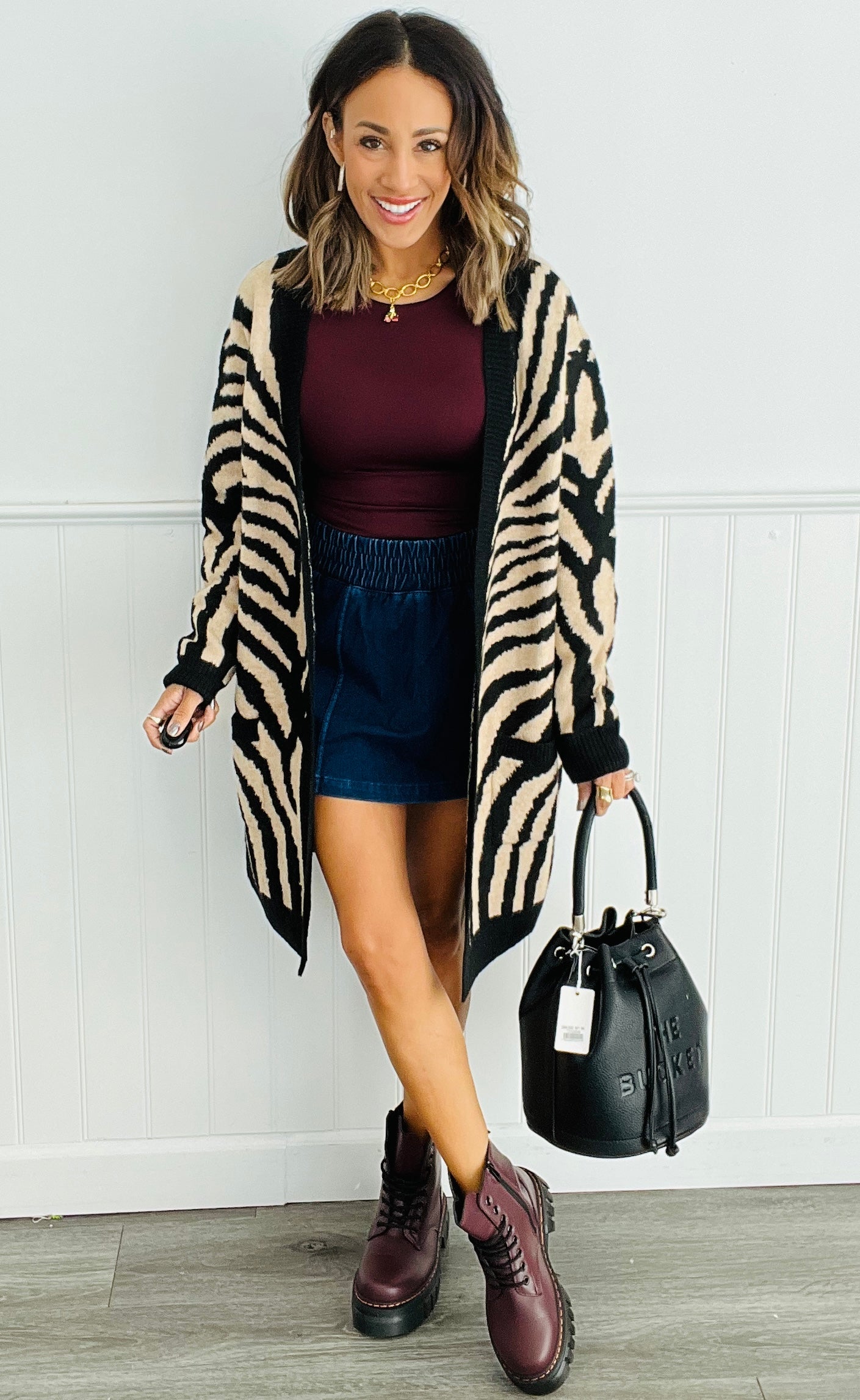 Beige Zebra Print Cardigan (Reg & Plus)