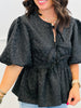 Lace Bow Detail Peplum Top (Reg.)