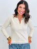 Ivory Layered Detail Pointelle Ribbed Top (Reg.)