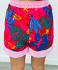 Red Tropical Floral Shirt & Shorts Set (Reg & Plus)