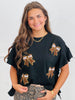Black Sideline Sparkle Ruffle Top (Reg. and Plus)