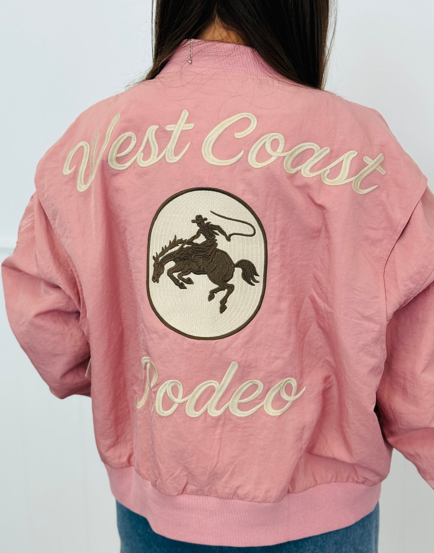 Pink West Coast Rodeo Embroidered Bomber Jacket (Reg & Plus)