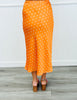 Orange/White Polka Dot Mid Rise Maxi Skirt (Reg.)