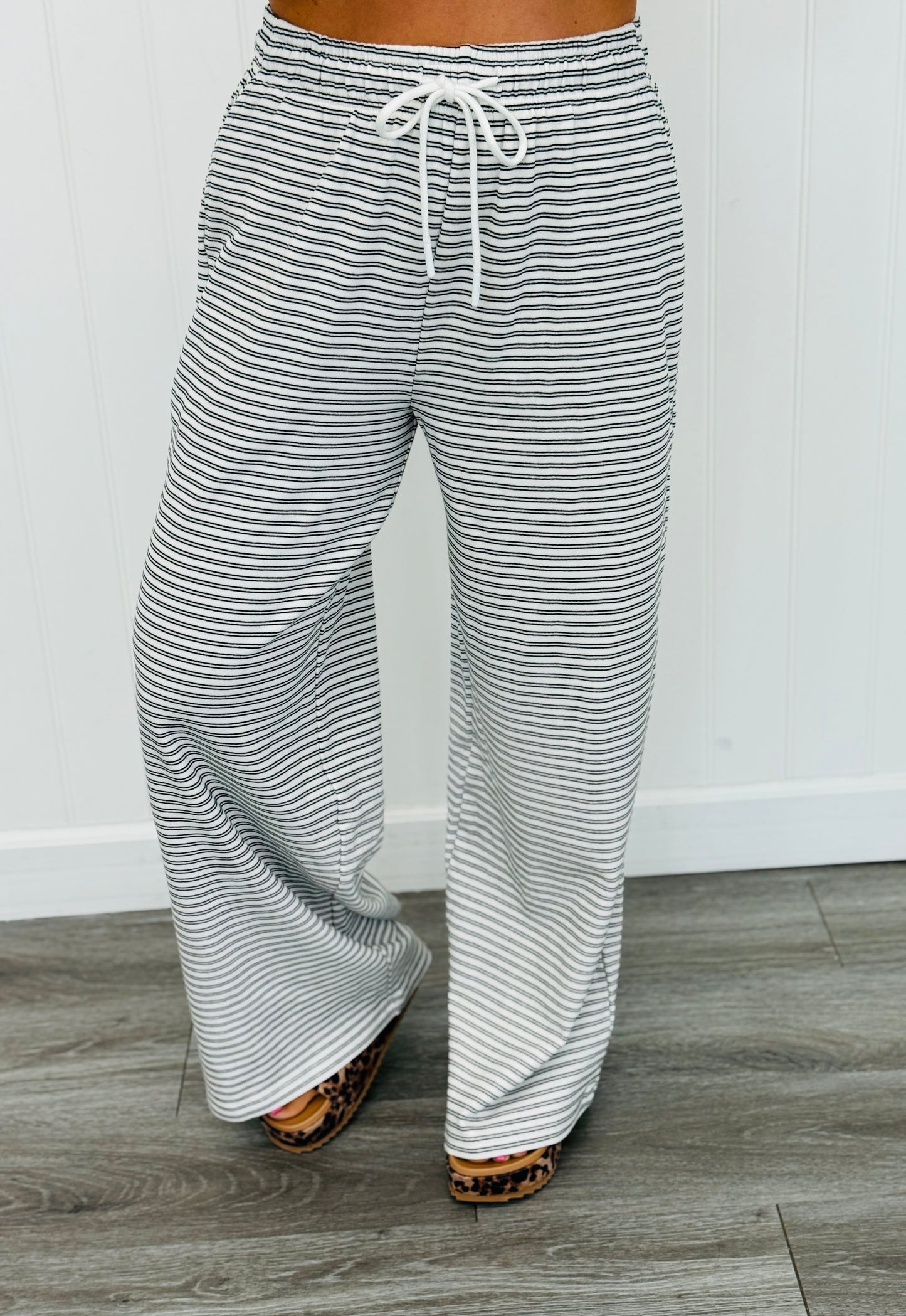 White Striped Knit Top & Pant Set (Reg & Plus)