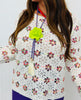 Ivory Contrast Florets Crochet Pullover Sweater (One Size)