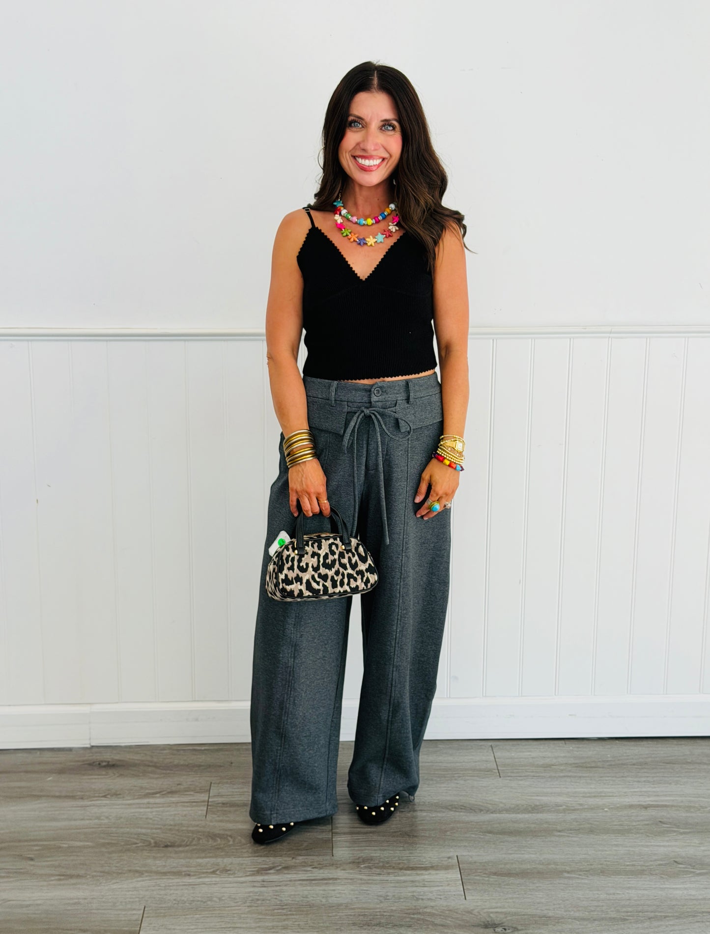 Fold Over Flap Wide Leg Sweatpants (Reg & Plus) - 2 Colors